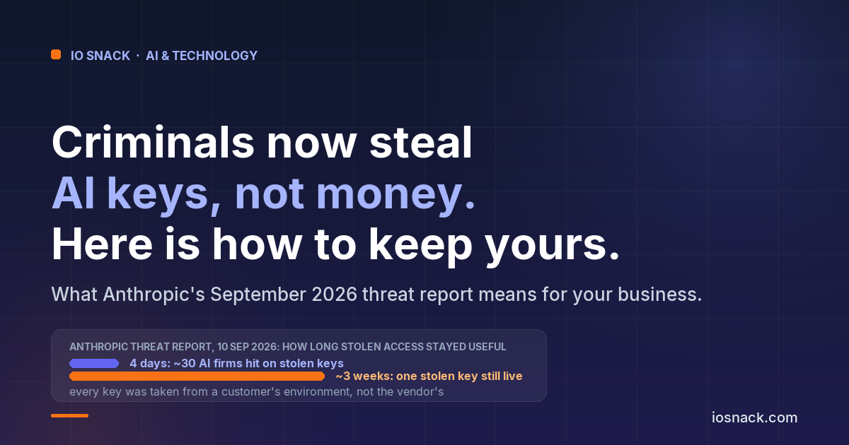 Criminals Are Now Stealing AI Keys Instead of Money. Anthropic's Threat Report Shows How, and Here Is How to Keep Yours