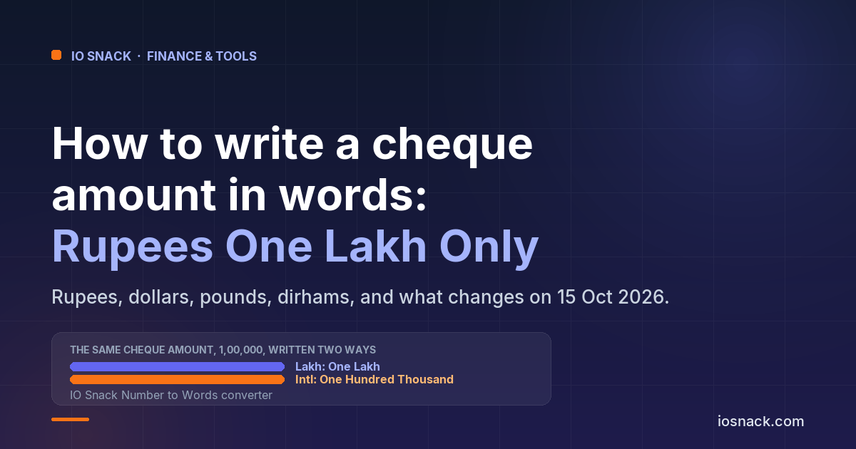 How to Write the Amount in Words on a Cheque: Rupees, Dollars, Pounds and Dirhams, With Examples