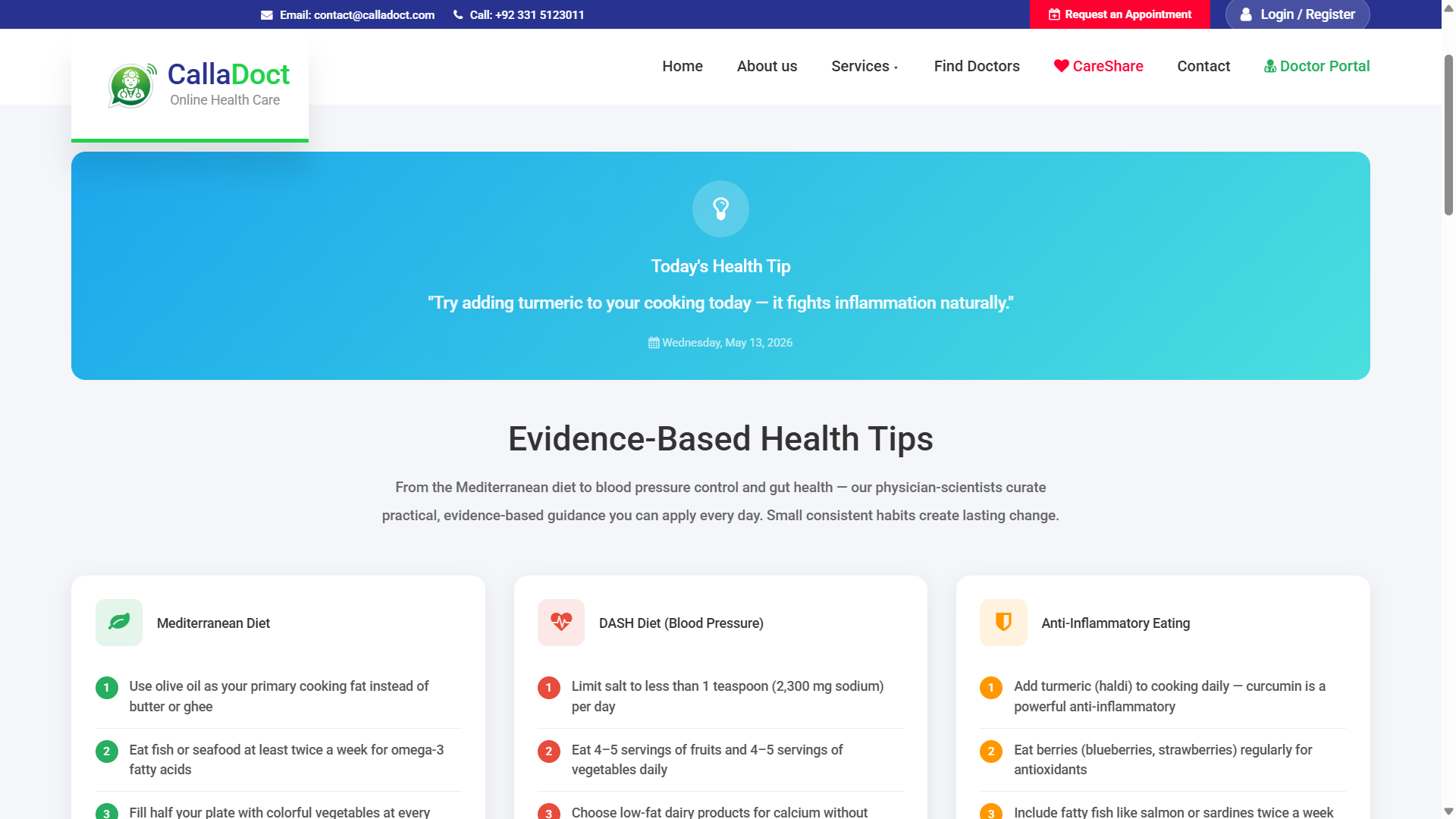 CallaDoct — Mobile-first public site with doctor discovery and services storefront — Screenshot 2