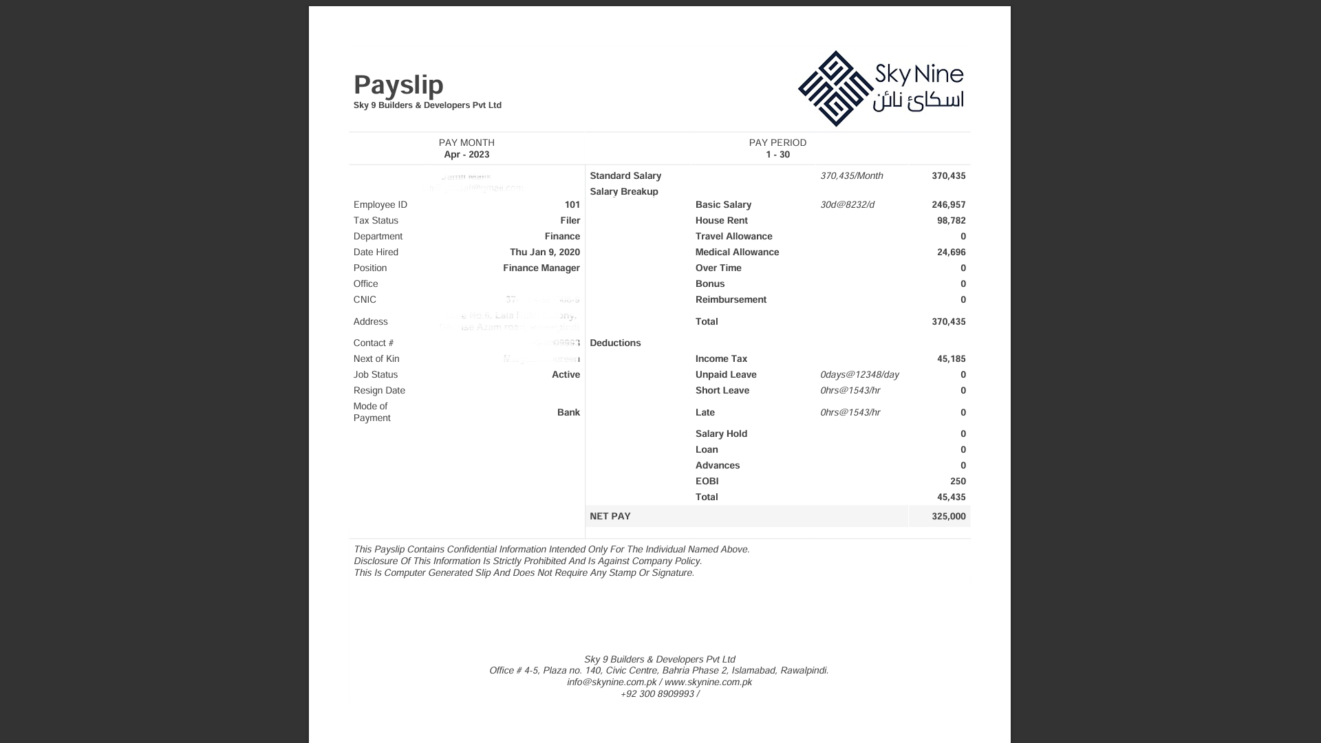 Sky Nine — End-to-end HR with auto-generated salary slips and handbooks — Screenshot 2