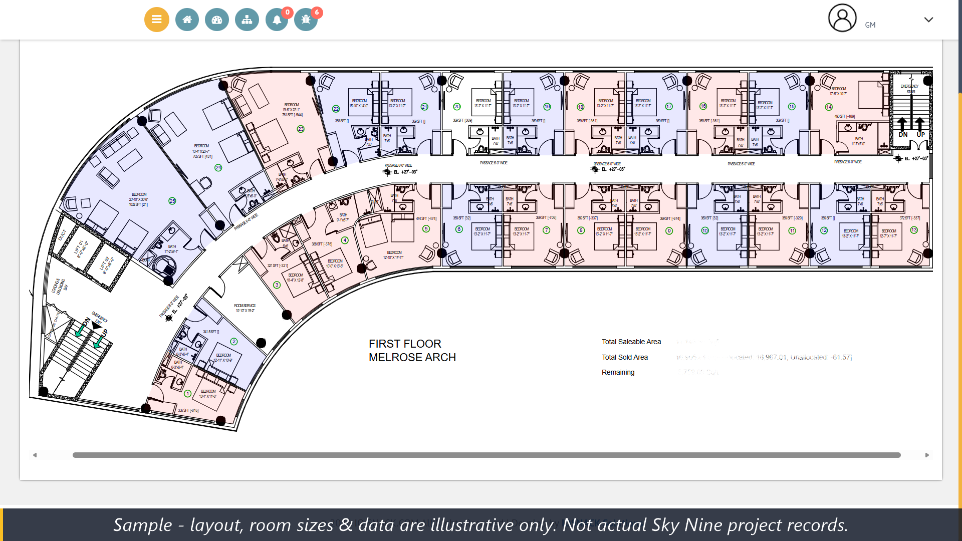 Sky Nine — Multi-floor interactive SVG plans for live unit selection — Screenshot 1