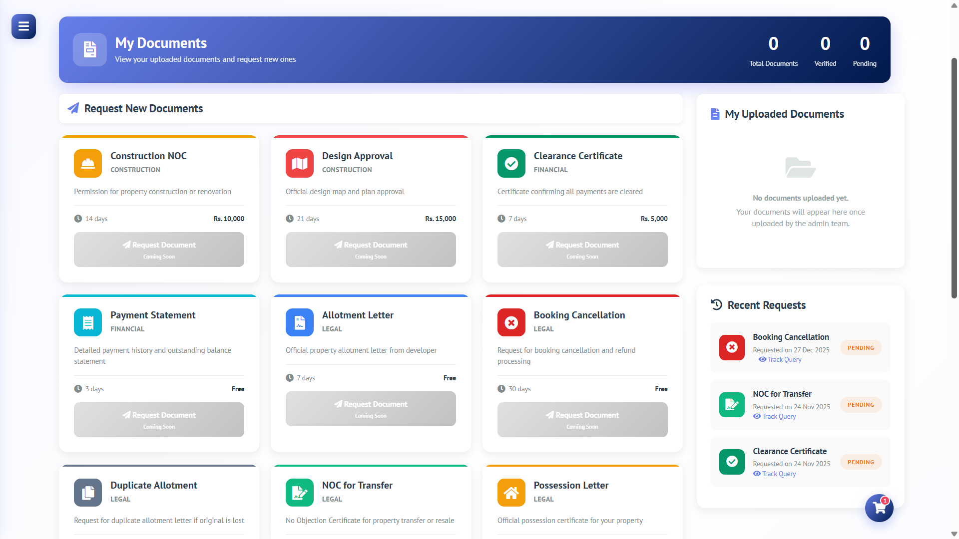 Sky Nine — Self-service buyer portal: queries, documents, investments, marketplace — Screenshot 3