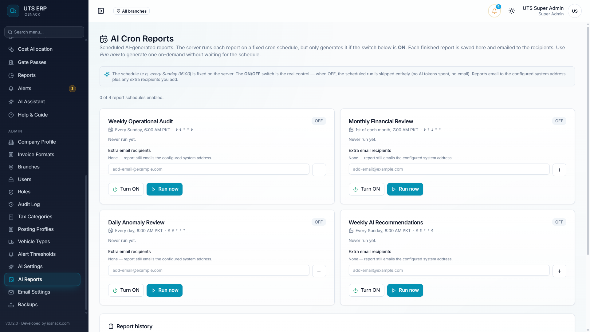 UTS — An AI layer that audits the business and answers questions across every module — Screenshot 2