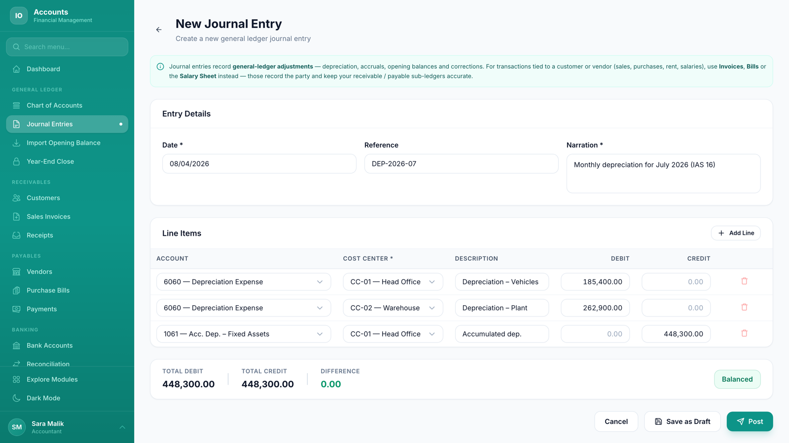 Journal Entries - Double-entry transaction recording