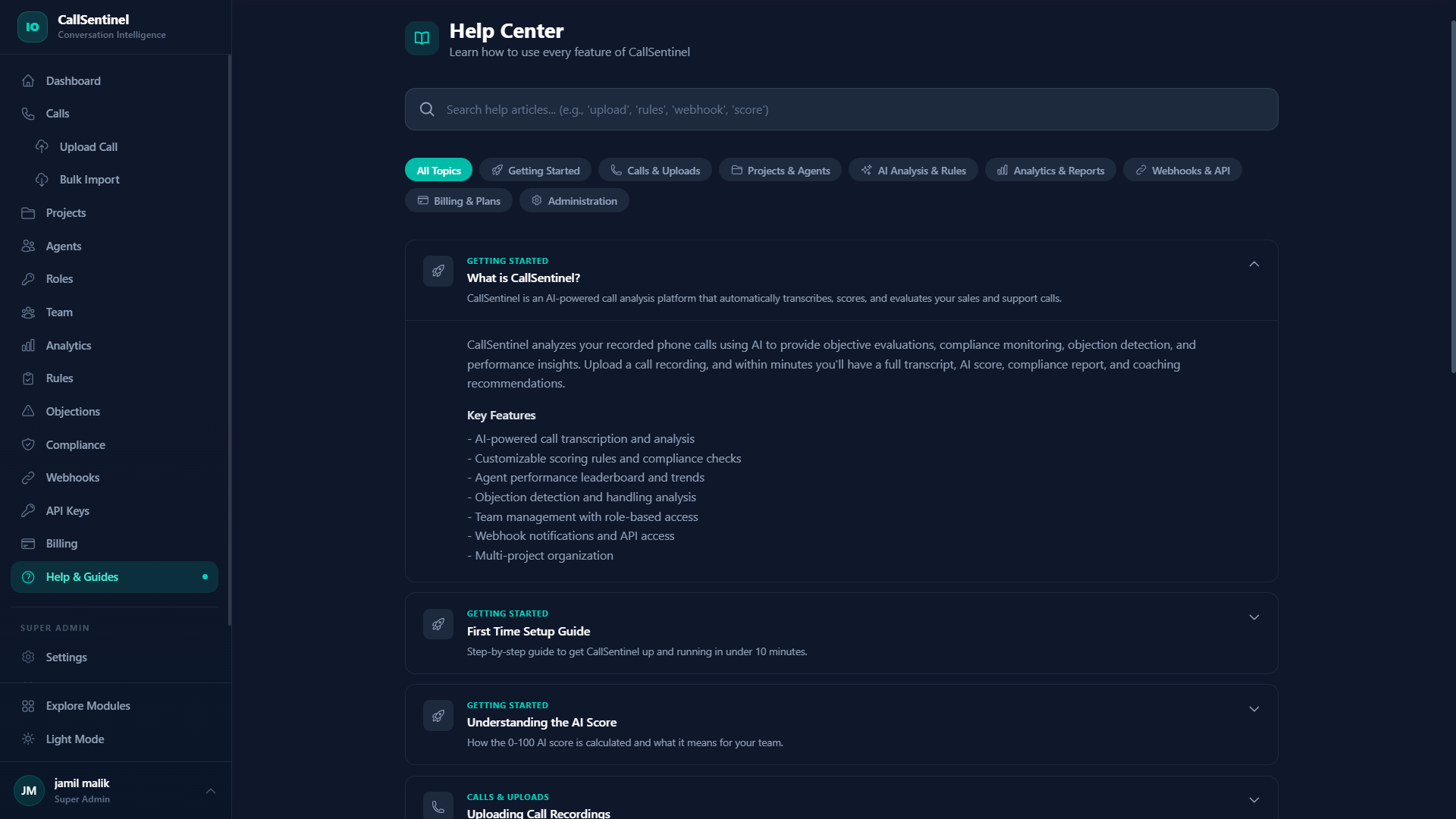 CallSentinel Help Center - Guides and tutorials