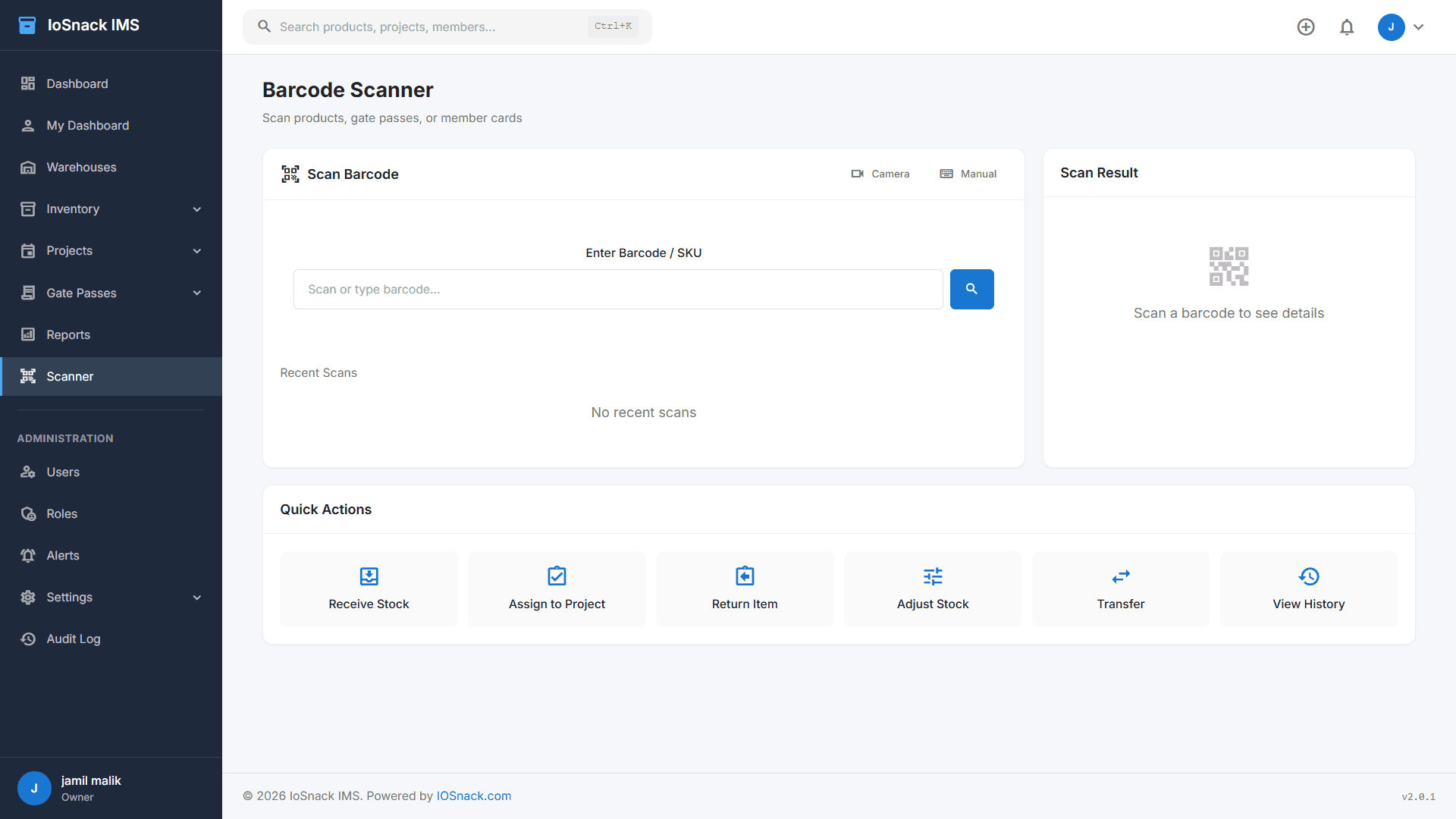 Barcode Scanner - Camera-based scanning