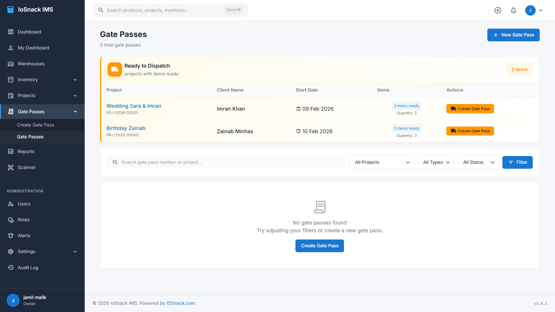 Gate Pass System - Dispatch documents with QR codes